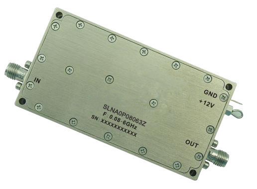 Low Noise Amplifier, 0.08 to 6GHz, 50dB, SMA(f)