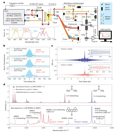 Figure 2. Setup and spectral performance of the SuperB-SRS system.